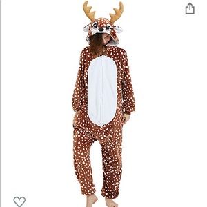 NEW Reindeer Deer Adult Onesie Pajamas L